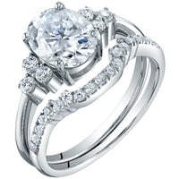 ct Moissanite Ovalni zaručnički prsten vjenčani prsten vjenčani Set od srebra