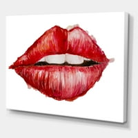 Designart 'Dan Zaljubljenih Crvene Ženske Usne' Moderni Platneni Zidni Umjetnički Print