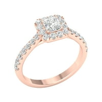 Imperial Ct TDW princeza dijamantski oreol zaručnički prsten od 10k ružičastog zlata