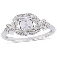 1-karat T. G. W. stvorio bijeli safir i karat T. W. dijamant Sterling srebra Vintage filigranski prsten
