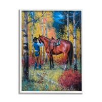 Stupell Industries Cowboy remen Colt Horse Wild West Fall Forest, 30, dizajn Jack Sorenson