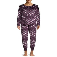 Tajno blago ženski i ženski Plus 2-dijelni velur Top i Jogger pidžama Set