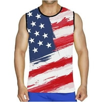 Muške majice za vježbanje bez rukava, američka zastava mišićna majica za muškarce velike i visoke plaže Grafički