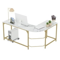Cheerwing Adult moderni prijenosni računarski stol u obliku slova L sa stolom, Bijelo zlato