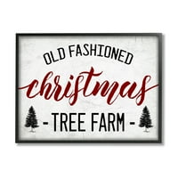 Stupell Home Décor Industries crveni Božić rustikalni Tree Farm znak Crni uramljeni dizajn Daphne Polselli