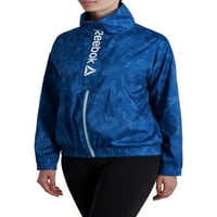 Reebok ženska mrežasta štampana focus jakna sa prednjim džepovima i prednjim preklopom