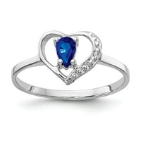 Čvrsta 14k bijelo zlato 5x kruška safir plava rujan dragi dijamantni zaručnički prsten veličine 9