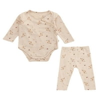 Cindysus Toddler Slatka rukavska rukav + hlače Baby Casual Outfit odijelo od tiskanih kućnih cvjetnih ispisa