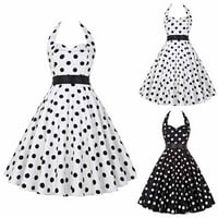 Fule Žene Retro stil Polka Dot 50S60S Halter koktel party Swing Housewife haljina