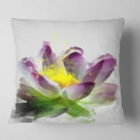 Designart skica cvijeta lotosa akvarel-jastuk za bacanje cvijeća - 16x16