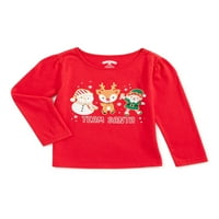 Holiday Time Toddler Djevojke ' Sretan Božić Santa & Unicorn Dugi Rukav T-Shirt