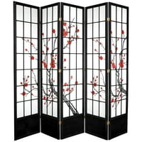 7ft. Visoki Tradicionalni Japanski Dizajn Cherry Blossom Ekran-Crne Ploče