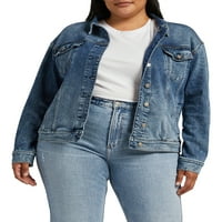 Silver Jeans Co. Plus Size Denim kamiondžija jakna veličine struka 1x-3X