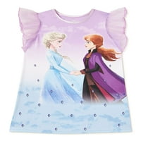 Disney Frozen Anna i Elsa djevojke lepršaju rukav pidžama spavaćica, veličine 4-10
