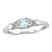 JewelersClub Aquamarine Prsten Birthstone Nakit-0. Karatni akvamarin srebrni prsten nakit sa bijelim dijamantskim
