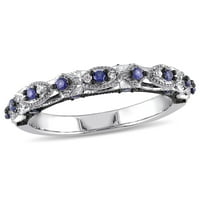 Miabella ženski karat T. G. W. okrugli rez kreiran plavi safir i dijamantski naglasak 10kt vjenčani prsten