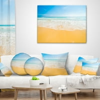Designart dugi valovi na pijesku pod plavim nebom - jastuk za bacanje morskog pejzaža-12x20