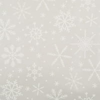 Holiday Time Fine Paper Collection Flocked Snowflake Poklon Wrap, Silver