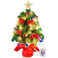 Mini ukrašena božićna jelka, 18 Božićni Bor sa LED žaruljama i ukrasima sa osnovnim stolom ili stolom, Pefesct