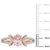 Miabella ženski karat T. G. W. licencirani ovalno rezani Morganit i karatni T. W. Diamond 14kt prsten s podijeljenom