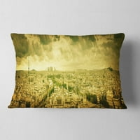 Designart Paris Panorama sa Scenic Sky - Skyline Photography Throw jastuk-12x20