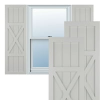 Ekena Millwork 15 W 49 H True Fit PVC Centar X-Board Farmhouse Fiksni nosač roletne, Hailstorm siva