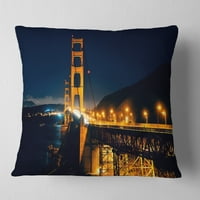 Designart Golden Gate noću - jastuk za bacanje morskog mosta-18x18