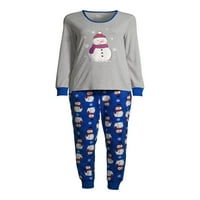 Odgovarajuća porodična Božićna pidžama ženska i ženska Plus Size Snowman 2-dijelni Set