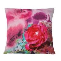 DesimanArt Red Rose na apstraktnom papiru - cvjetni jastuk za bacanje - 12x20