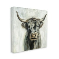 Stupell Industries muški Bull Portrait Cottage Brown Tan Painting Canvas Wall Art Design by Silvia Vassileva,