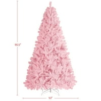 Easyfashion Pink smreka sa šarkama Umjetna praznična dekorativna božićna jelka, sa sklopivim postoljem 7.5'