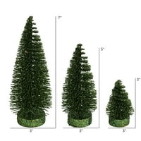 Vickerman 3 - 5 - 7 mahovina zelena sjajna ovalna borova umjetna božićna stablo, set od 3