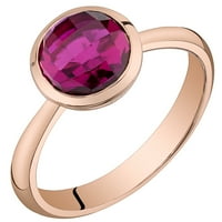 Oravo 2. CT okrugli oblik kreiran Ruby Solitaire prsten u 14k ružičastom zlatu