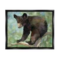 Stupell Medvjed Mladunče Šumsko Drvo Divlje Životinje I Insekti Slikarstvo Crni Plutač Uokviren Art Print