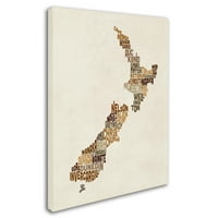 Zaštitni znak Likovna umjetnost novozelandska tipografija karta 2 Umjetnost platna Michaela Tompsetta