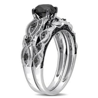 Miabella ženski 1-karatni T. W. Black Diamond Infinity vjenčani prsten postavljen od 10kt bijelog zlata