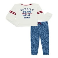 Udobni džemovi za djevojčice Dugi rukav sa pantalonama termo pidžama Set, 2 komada, veličine 4-16