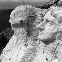 1930S Mount Rushmore pod izgradnju Muškarci Rade na Georgeu Washington Poster Print Vintage Collection