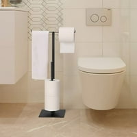 Set samostojećeg držača toaletnog papira u obliku slova T sa dvostrukim držačem toaletnog papira, Crni