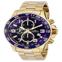 Invicta Specialty Men Stainless Steel Gold Black dial Chronograph Quartz Watch