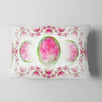 Designart Pink egzotični uzorak na bijeloj boji - apstraktni jastuk za bacanje-12x20
