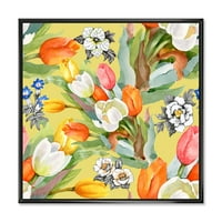 Designart' Blooming Orange and White Tulips IV ' tradicionalni uramljeni platneni zidni umjetnički Print