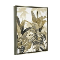 Tropički sloj ljetni palms Botanički i cvjetni grafički umjetnost Luster Grey Framed Art Print Wall Art