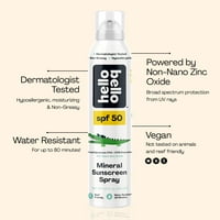 Pozdrav Bello mineralno SPF Sprej za sunčanje sa cinkom, otporno na grebenu i vodootpornost, 5. fl oz