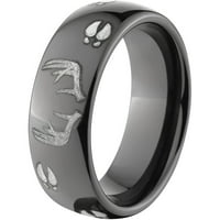 Poluokrug Crni cirkonijumski prsten sa laserskim stalak za jelene i dizajnom staze