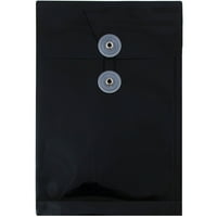Plastične koverte, 6,3x9,3, 12 pakovanja, crna, gumb, otvoren kraj