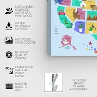 Wynwood Studio Maps and Flags Wall Art Canvas Prints 'Fun Map 2' mape svijeta-plava, žuta