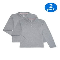 Wonder Nation Školska Uniforma Dugih Rukava Interlock Polo Majica, Value Bundle, Veličine 4-18