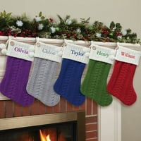 Personalizirana Kablovska pletena Božićna čarapa, dostupna u bojama