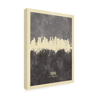 Zaštitni znak likovne umjetnosti 'Tokyo Japan Skyline Grey' platnena Umjetnost Michaela Tompsetta